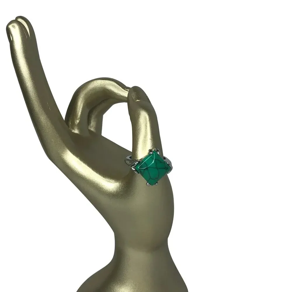 Turquoise Large Diamond Shaped Ring - Size 6.5